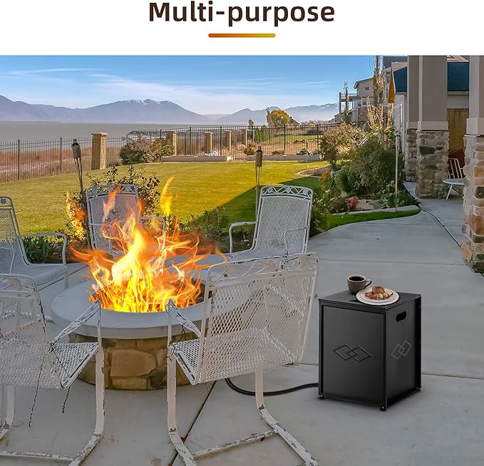 Propane Tank Cover Table with Storage Sides, Dual Function Table and Cover for Patio or Garden,for Gas Fire Pits, Fits 20-Pound Tanks