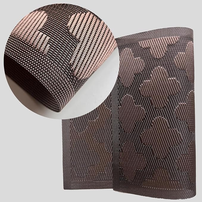 Vinyl Placemats Set of 4, Easy to Clean Plastic Washable Table Mats Heat-Resistant Placemats for Dinner Table (Brown)