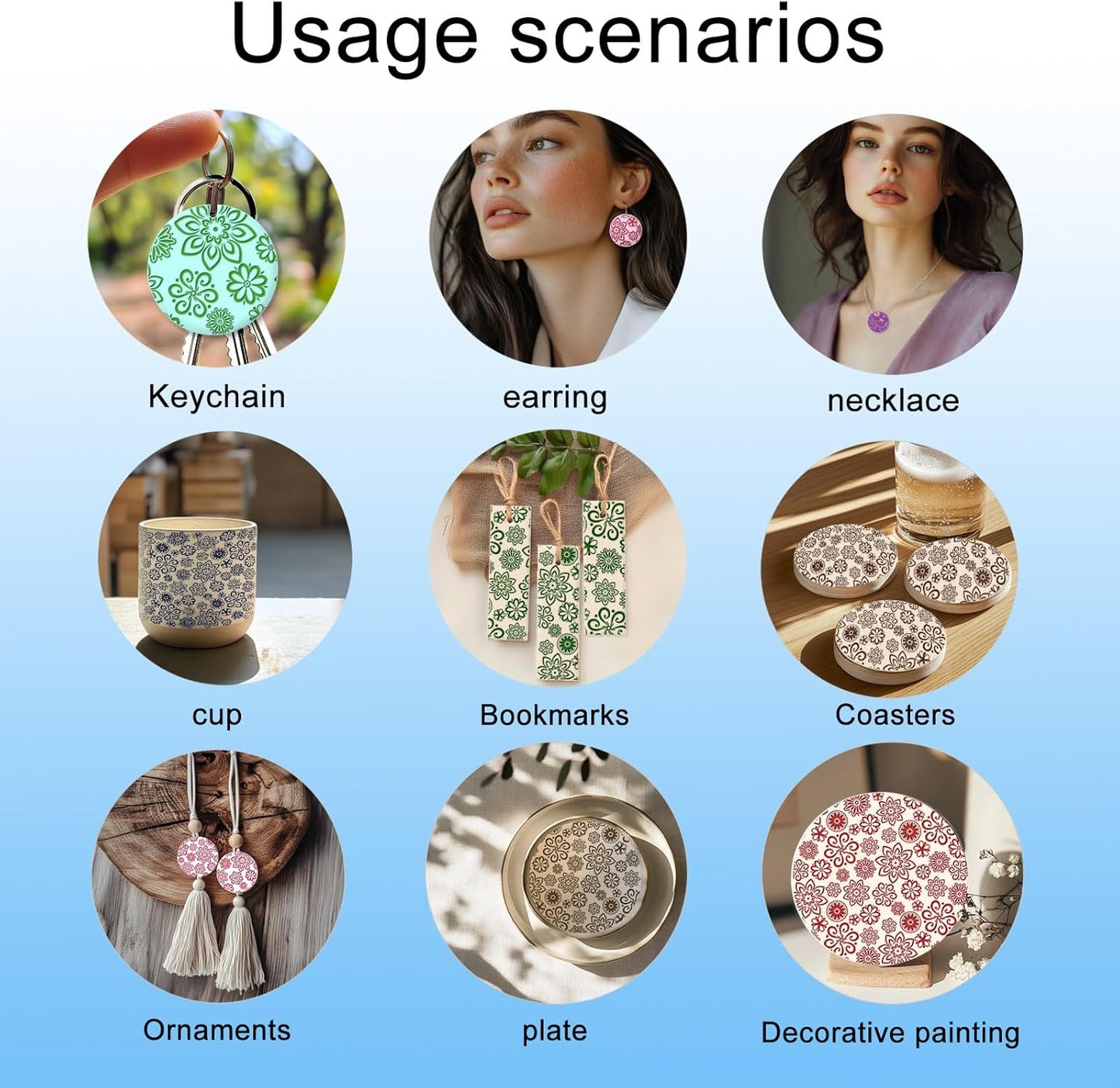 CHGCRAFT Lace Flowers Polymer Clay Texture Sheets Geometric Flowers Silicone Texture Stamp Clay Texture Mat Modeling Pattern Pad Texture Sheets for Jewelry and Clay Earrings Tools, 5.5x5.5 inch