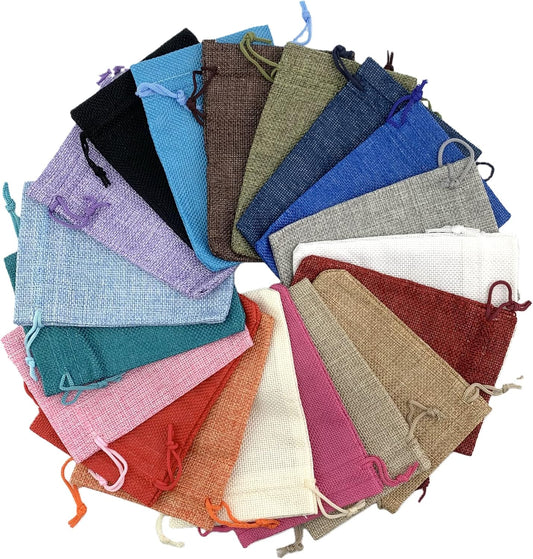 Palmhomee Pack of 20 Burlap Gift Bags with Drawstring Linen Jewelry Pouches Wedding Hessian Jute Bags for Birthday Jewelry and Treat Pouches Party Wedding Favors Gift Art and DIY Craft (3.6x4.8