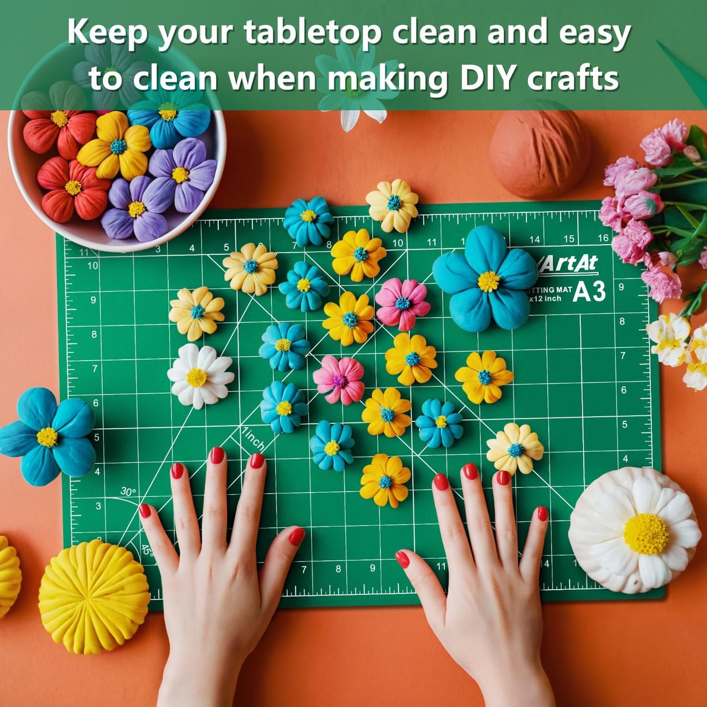 ArtAt Self Healing Cutting Mat: 【5 Pack Cutting Mat 12″x 18″】 Green Double Sided Non-Slip 5 Layers PVC Durable Craft Sewing A3 Mat for Rotary Cutter