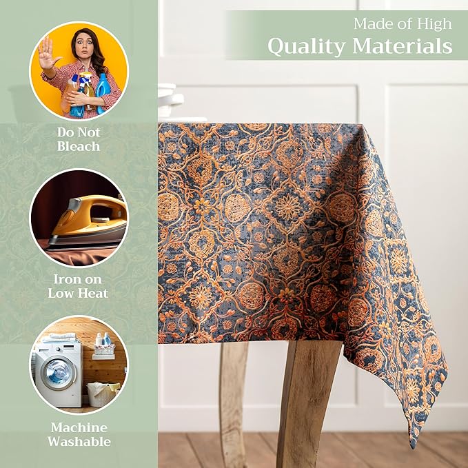 Maison d' Hermine Table Cloth Rectangle Table 100% Cotton 60 x 120 Inches Fall Tablecloth Reusable Everyday Use for Thanksgiving Christmas Decorations Dining Farmhouse Party (Imperfection)