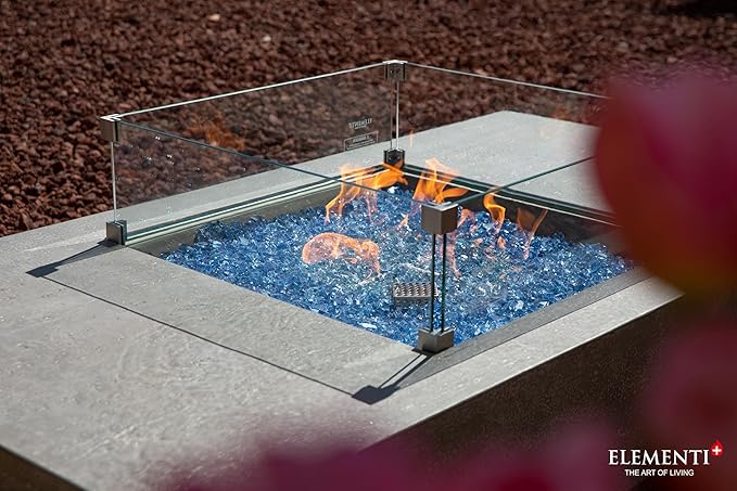 All Fire Table Pit Wind Screens and Stainless Steel Buner Lid from Eelemeti | Eelemeti Plus and Modeno (Wind Screens, Square 23.6" WS - 020)