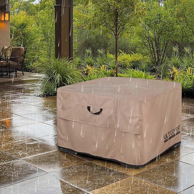 ULTCOVER Patio Fire Pit Table Cover Square 28 inch Outdoor Waterproof Fire Bowl Cover