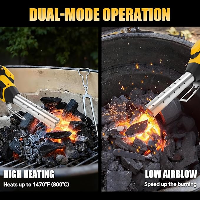 Cordless Electric Fire Starter for Dewalt 20V Battery, Charcoal Starter and Lighter, 400W Motor 1470℉ Maximum for Grill, BBQ, Wood Burning Fireplaces & Camping(No Battery)