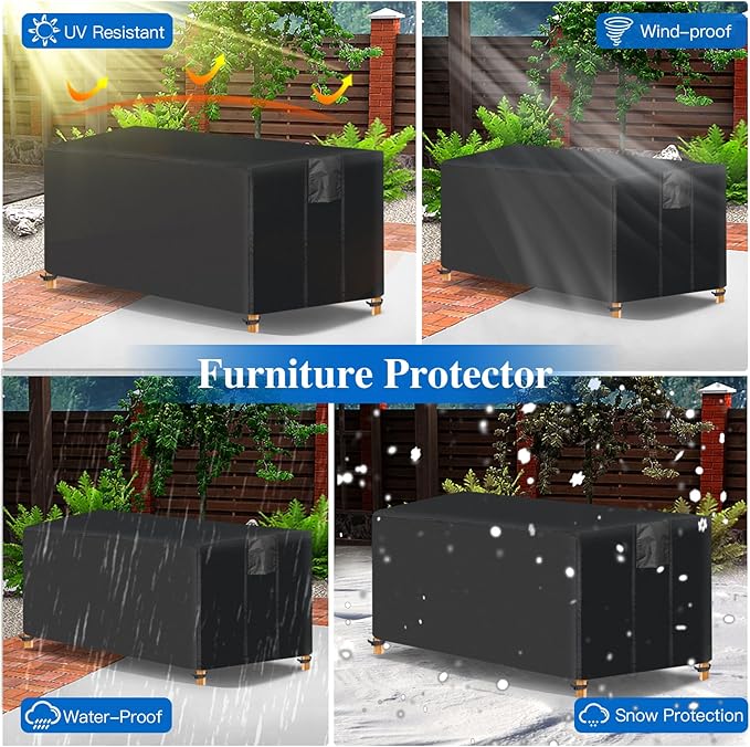Fire Pit Cover Rectangular- Waterproof Firepit Cover (54L x 28W x 24H inches, Black) Outdoor Fireplace Cover Weatherproof and Non Fading