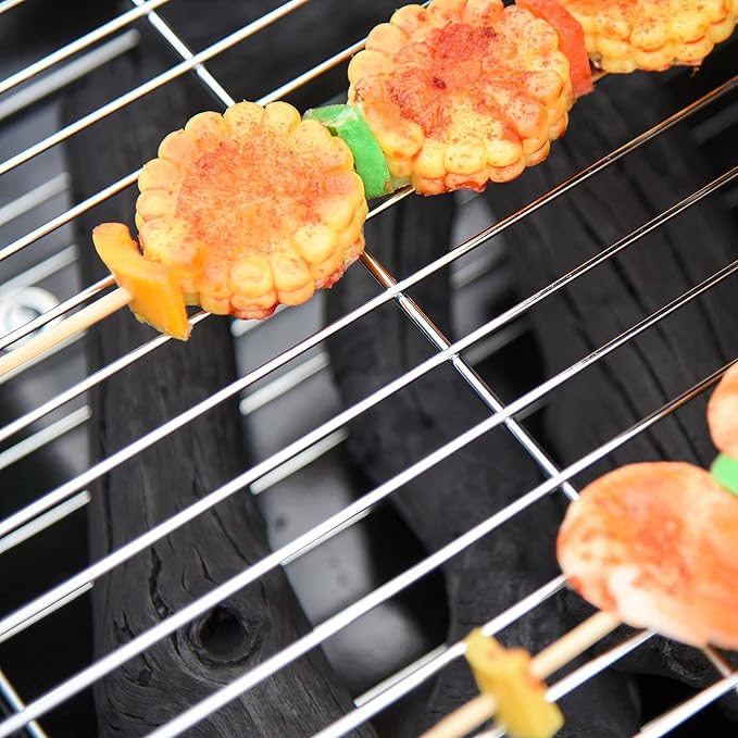 21 Inch Portable Charcoal Grill with Wheels and Bottom Shelf, Outdoor BBQ Smoker with Adjustable Lid Vents, Charcoal Barbecue for Picnic, Camping, Patio & Backyard