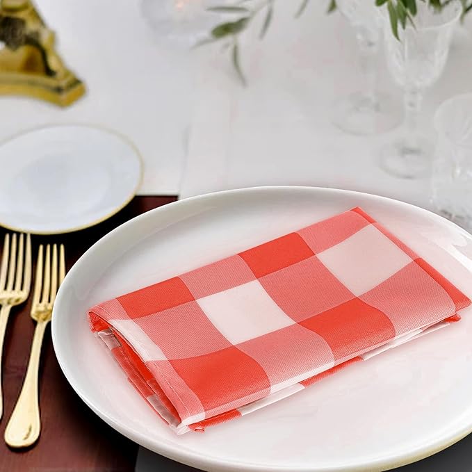 Buffalo Plaid Table Napkins Set of 100 Checkered Cloth Napkins 17x17 inch Washable Dinner Gingham Pattern Napkins Soft Napkins for Wedding Party Dining Banquet(Red and White)