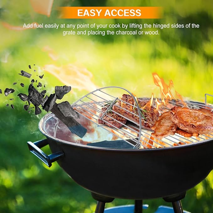 Coolbird Hinged Cooking Grate for 22 Inch Charcoal Grill, Iron Replacement Grill Grate with