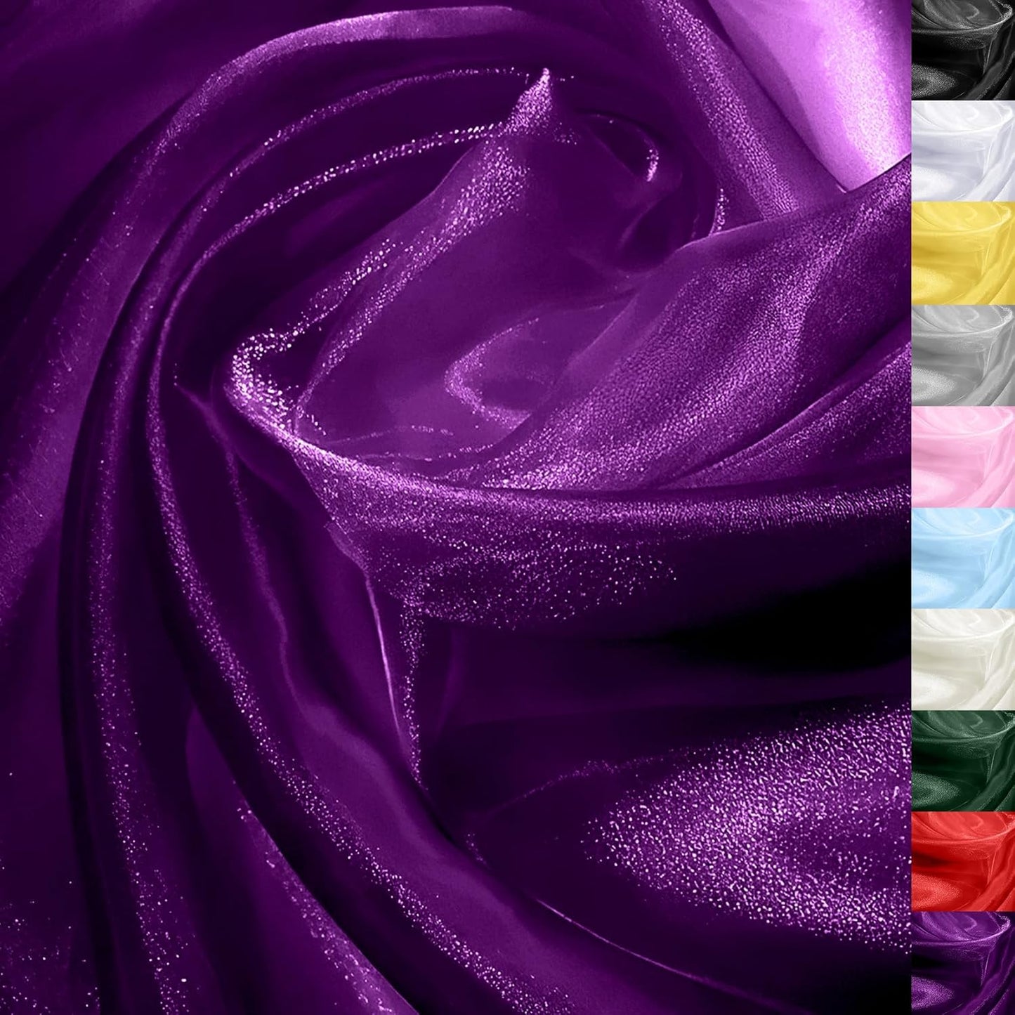 Plum Organza Fabric – 44" x 5 Yards Wide Sheer Tulle for Wedding Arch Draping, Gowns, Table Runners, Party Decor, Curtains & DIY Crafts – Translucent Fabric for Elegant Projects