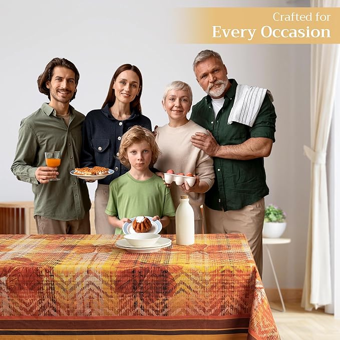 Maison d' Hermine Table Cloth Rectangle Table 100% Cotton 70 x 108 Inches Fall Tablecloth Reusable Everyday Use for Thanksgiving Christmas Decorations Dining Farmhouse Party (Thanksgiving Tartan)