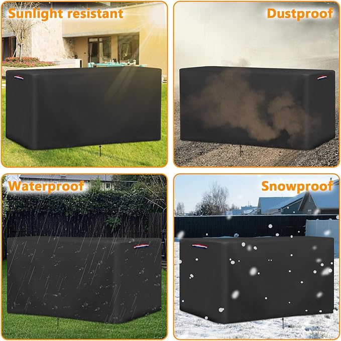 Outdoor Storage Deck Box Cover for Rubbermaid Cabinet, Waterproof Outdoor Storage Container Covers 134 Gal ,Heavy Duty Patio Storage Bench Cover for Patio Furniture,56"L x 28"D x 27"H