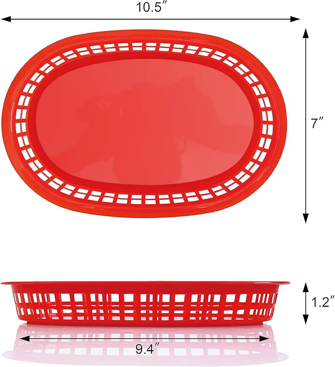 New Star Foodservice 44072 Fast Food Baskets, 10.5 x 7 Inch, Set of 36, Red