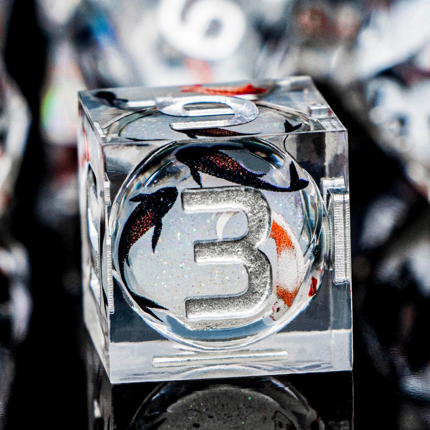 ARUOHHA DND Dice Set Liquid Core Koi Fish Sharp Edged Dragons Dice Compatible with D&D Role Playing Game, RPG Handmade Resin Dungeons Polyhedral D and D Dice Set D20 D12 D10 D8 D6 D4