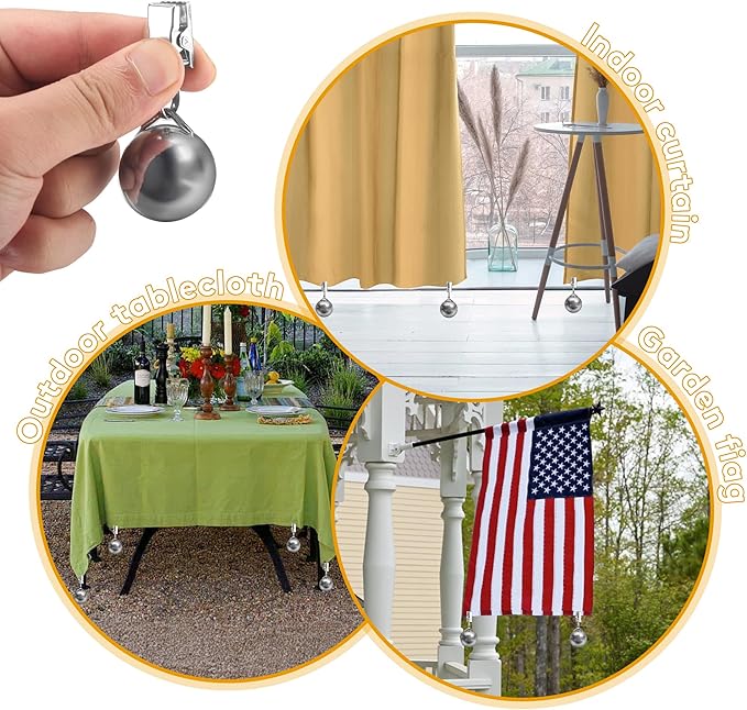 Tablecloth Flags Weights, Stabilizing Tablecloth Flags Down, Clip Weights on Other Fabrics for Camping Picnic Travel Party, Useful Fixed Fabric Tools at Outside Events, 12 Pack