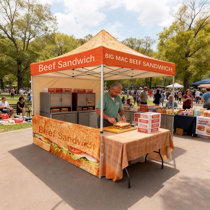 10x20FT Custom Pop Up Canopy Tent with Logo Personalized Trade Show & Event Heavy Duty Aluminum Folding for Outdoor Markets, Business Branding Advertising (Top Canopy+1 Full Wall+2 Half Walls)