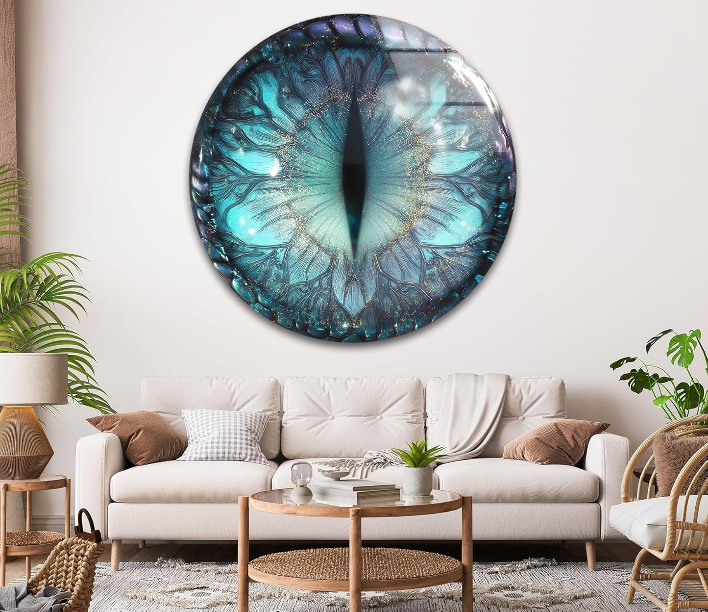 My Photostation.com 31.5''(80cm) Diameter Mystical Dragon Eye Round Glass Wall Art Tempered Glass Printing Wall Decor Large Wall Art Wall Hangings