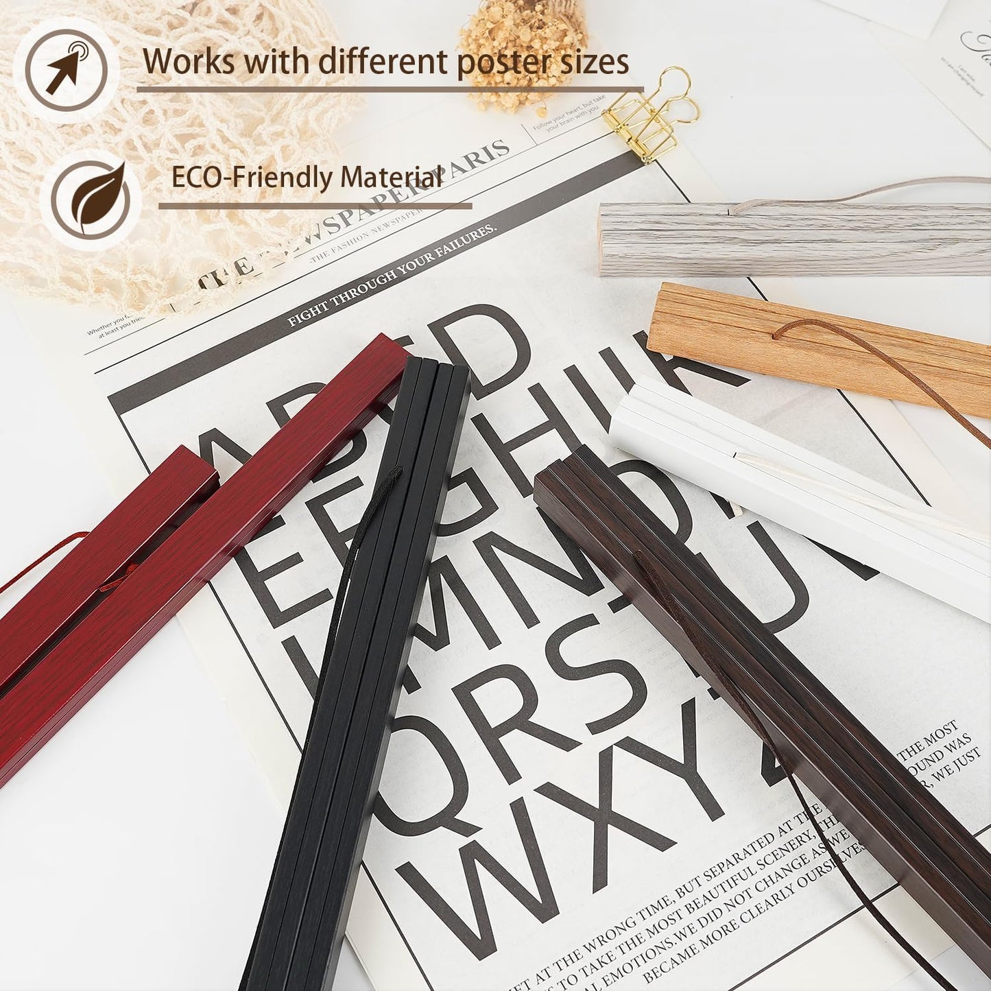 Artmag Magnetic Poster Hanger Frame, 22x34 22x28 22x30 Light Wood Wooden Magnet Canvas Artwork Print Poster Hangers Frames Hanging Kit (Grey, 22")