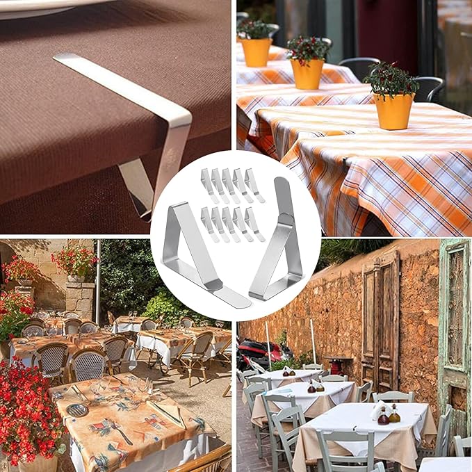 24 Pack Tablecloth Clips - Heavy Duty Picnic Table Clips, Stainless Steel Table Cloth Cover Clamps, Table Cloth Holders Ideal for Restaurant Picnics Marquees Weddings Graduation Party (24)