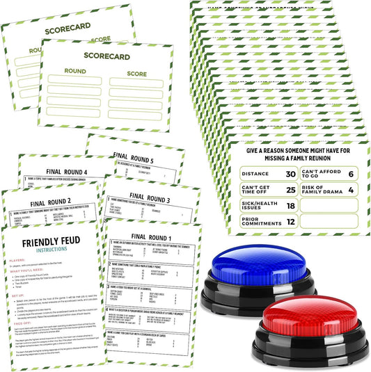 Family Reunion Friendly Feud Game with 2 Answer Buzzers, Feud Cards for Game Night Fun Trivia Quiz for Party Groups Team Building(Colorful, Family)