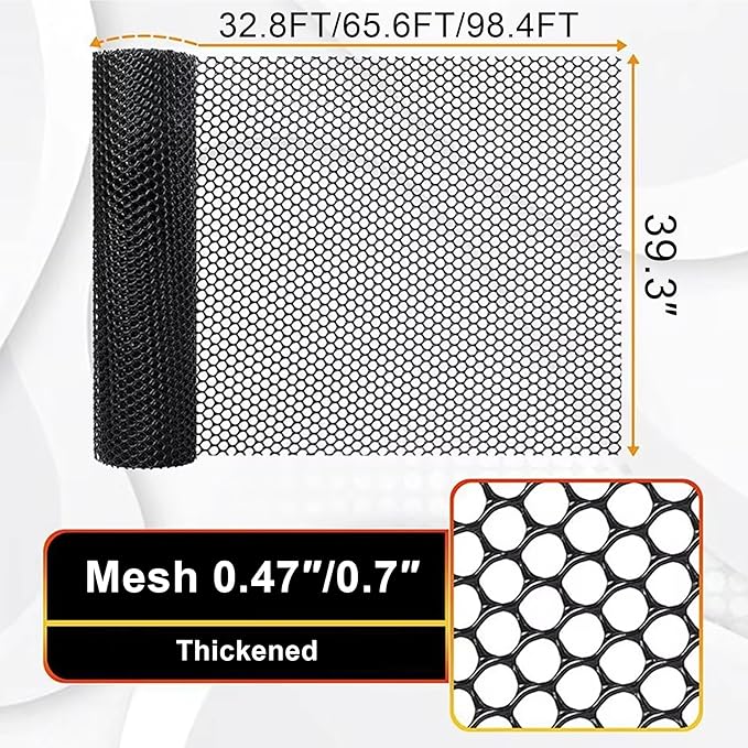 Plastic Wire Mesh Fence, Black Safety Fence Balcony Protection Net 39.3 Inch X 32.8FT Poultry Fence Roll for Garden Chicken Rabbit Construction Barrier(Size:1x30M - Mesh 1.8cm)