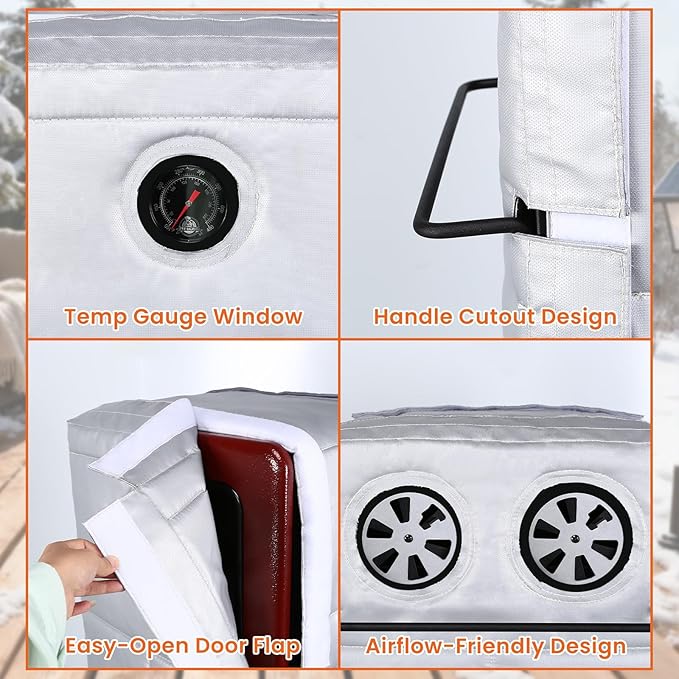Hisencn Grill Insulation Blanket for Pit Boss PBV3G1 Vertical Smoker, Heat Retention BBQ Smoker Cover for Pit Boss 3 Series Gas Smoker PBV3G1, Fiberglass Thermal Insulated Blanket for Winter Cooking
