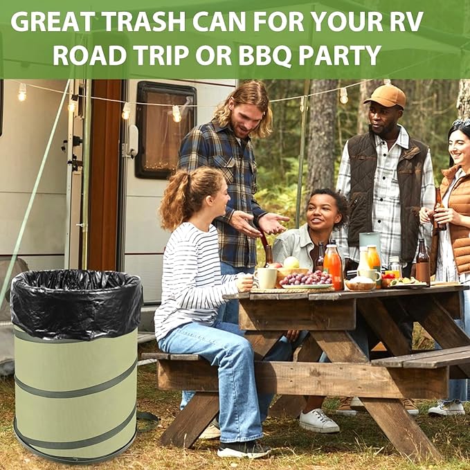 YUDI & GARDEN 45 Gallon Hard Bottom Collapsible Garden Bag, Collapsible Trash Can, Camping Trash Can, for Collecting Weeds or Leaf or Party and Yard Waste
