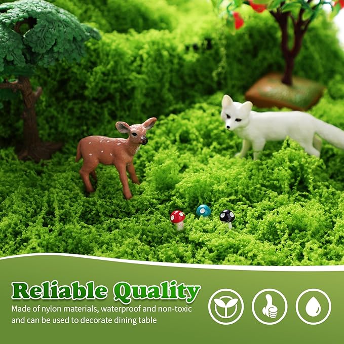 Zeyune 2 Pcs Fake Moss Table Runner for Crafts 12'' x 71'' Artificial Moss Sheet Roll Waterproof Carpet Blanket for Wall Roof Garden Wedding Birthday Party Table Decoration (Light Green)