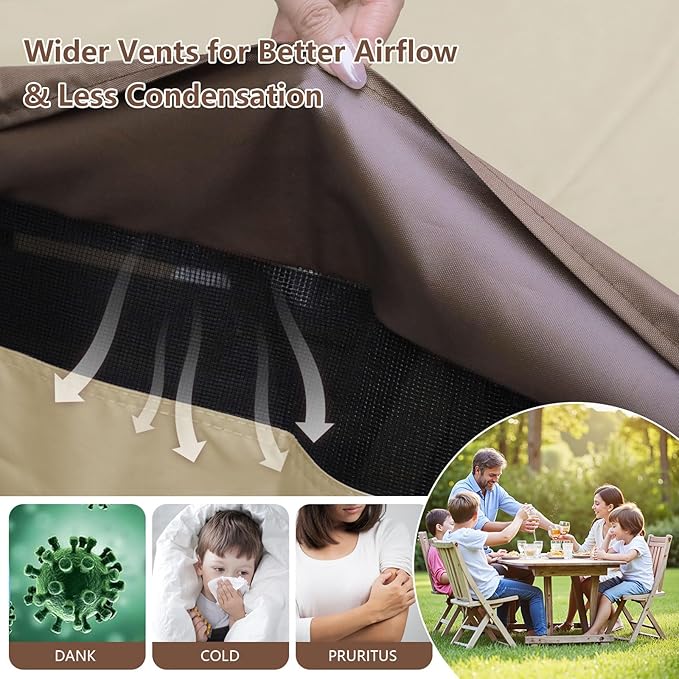 Outdoor Patio Furniture Cover - Heavy Duty Waterproof 600D Tough Canvas Protector for Rectangular Table Cover, All-Season Dining Table and Chair Covers (128L x 82W x 28H Inch)