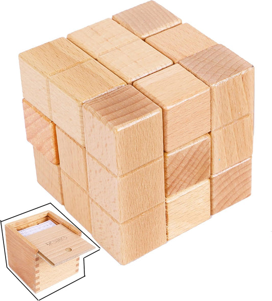 TOWO Large Wooden Soma Cube Puzzle - Brain Teaser Puzzle IQ Logic Math Puzzle for Kids and Adults - Mens Gift Sets-Gift Sets for Him-Gifts for Men Who Have Everything- Stocking Fillers Stuffers