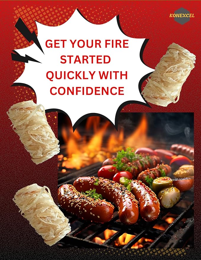 130 pcs Large Fire Starters, Natural Fire Starter for Campfires, Firestarters for Grill & Chimney Charcoal Starter. Firestarter Fireplace, Grilling, BBQ, Pellet Stove, Wood, Fire Pit, Smoker