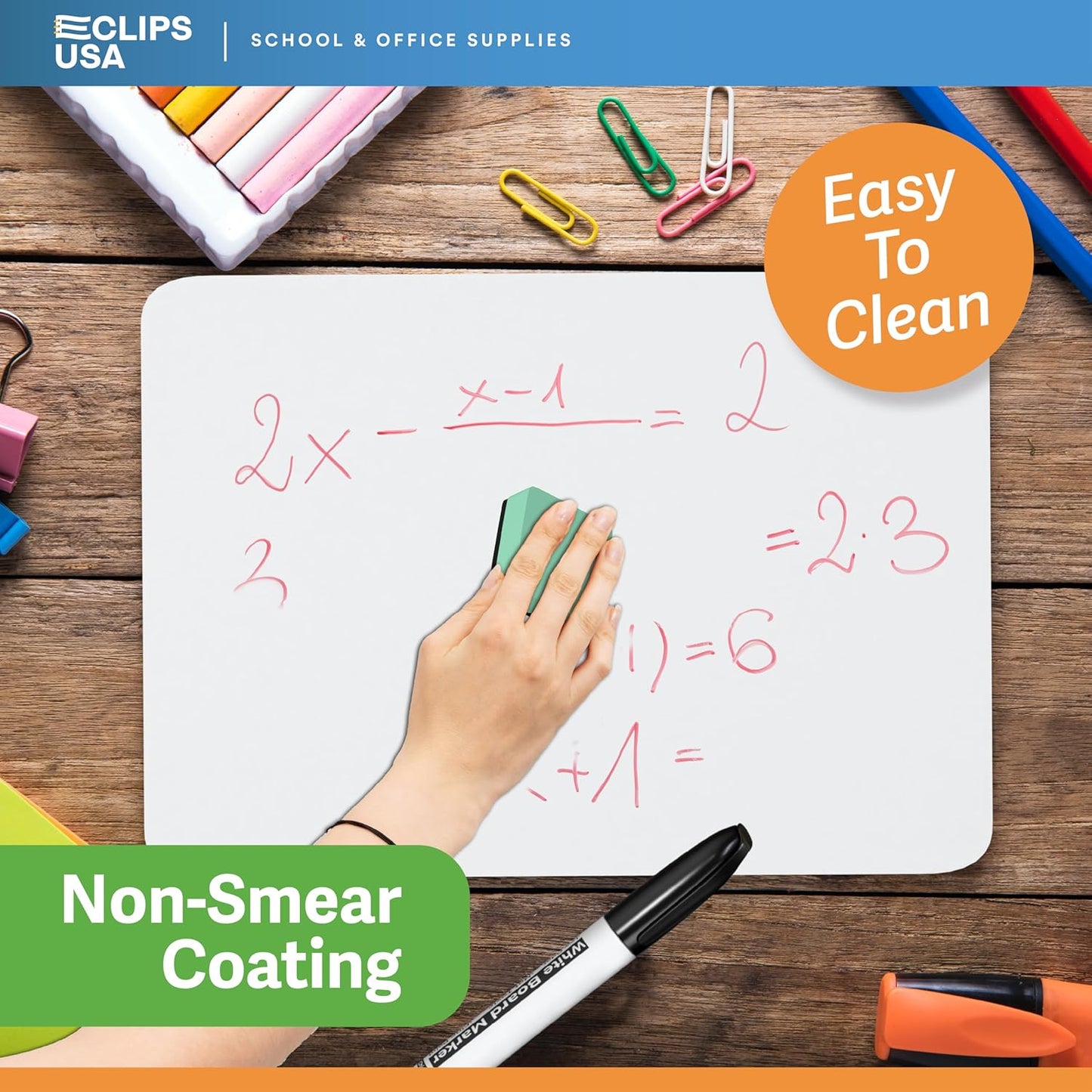 Dry Erase Board, Dry Erase Lap Boards (with 12 Markers & 12 Erasers), Small White Boards Dry Erase, White Board Mini, 9” x 12” Double Sided (48 Pack)