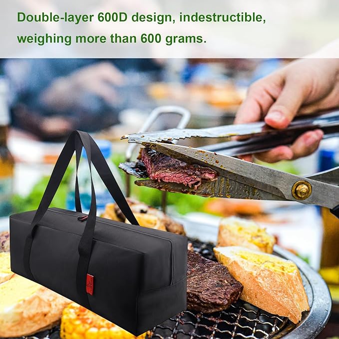 Extra Thick 24" Storage Bag Grill Tool Organizer Pro, BBQ Tool Heavy Duty Storage Bag, Double Layer 600D Oxford Cloth Waterproof (2x Thickness), Foldable Design, Camping, Tailgating, BBQ Party Gift