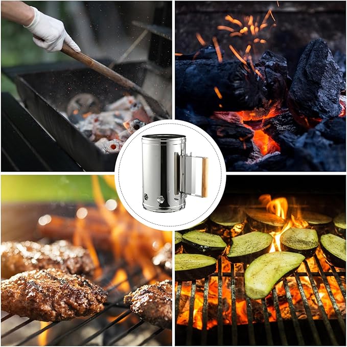 Angoily Fast Charcoal Chimney Starter Barrel for Outdoor BBQ Grill Tool Rust-Resistant Fire Starter for Camping Tailgate Backyard Cooking Compatible with Charcoal Barbecue and Grill