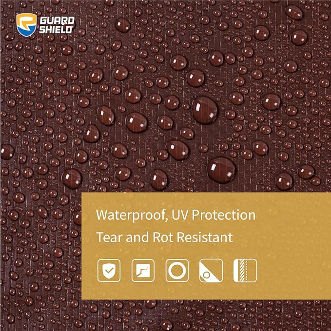 GUARD SHIELD Brown/Green Tarp 20x25 Feet Medium Duty Outdoor Waterproof Multi Purpose Poly Tarps Cover 7mil