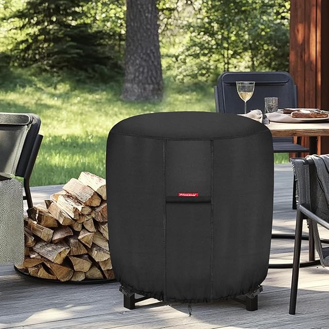 Porch Shield Fire Pit Cover Waterproof Outdoor 600D Round Firepit Cover for Ikuby Globe Fire Ball - 36" D x 34" H, Black