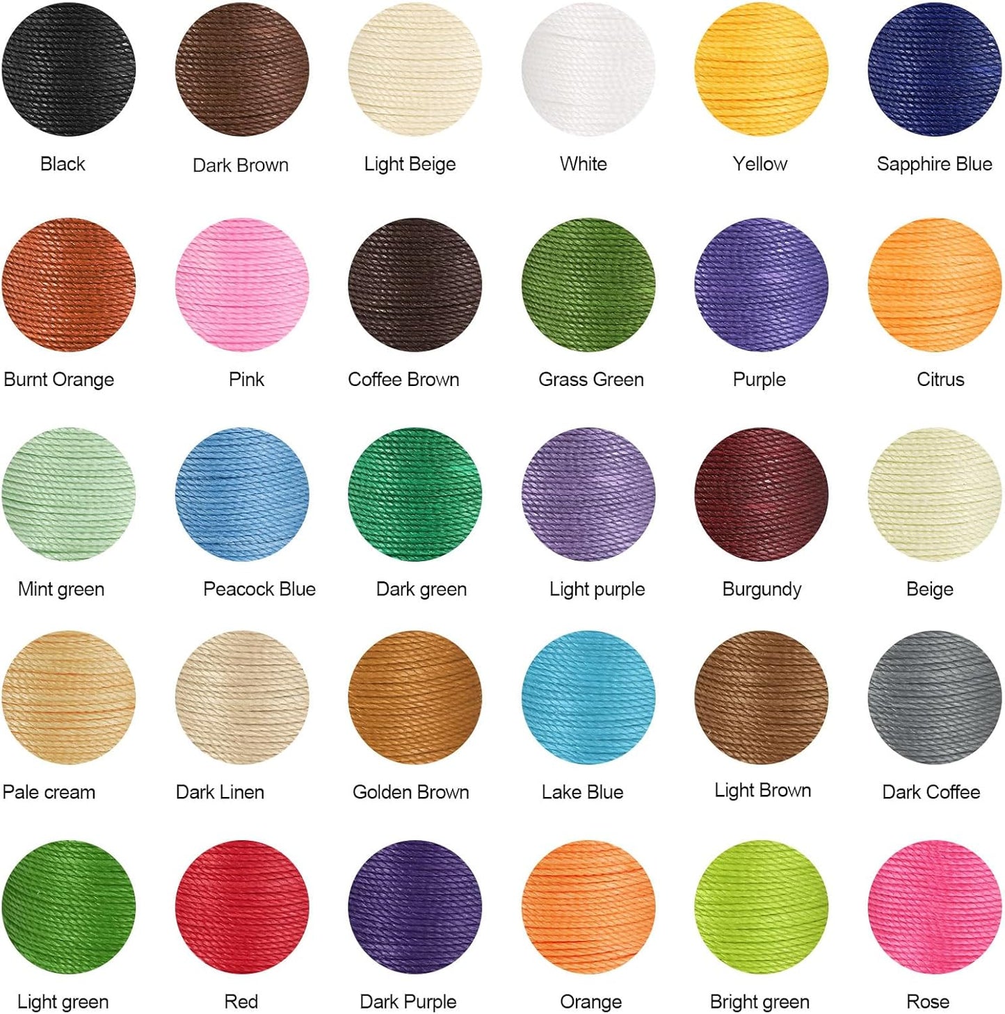 uxcell Round Leather Sewing Waxed Thread, 55m / 60 Yards Wax Polyester String, 0.8mm Waxed Stitching Cord for Leather Crafts, Bookbinding, Bracelets Braided, Rose