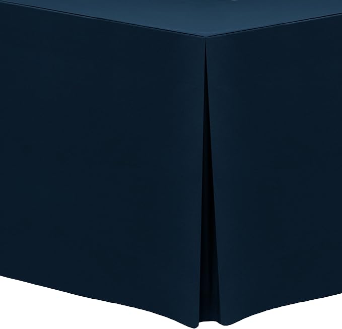 Ultimate Textile 5 ft. Fitted Polyester Tablecloth - Fits 30 x 60-Inch Banquet and Folding Rectangular Tables - 42" H, Midnight Navy Dark Blue
