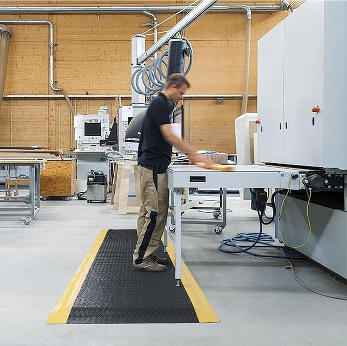 Nisorpa Anti Fatigue Mats Industrial 2' x 7' Ergonomic Standing Mat 15/16" Extra Thick Kitchen Rugs for Standing Heavy Duty Commercial Diamond Plate - Safety Support for Leg & Back Pain