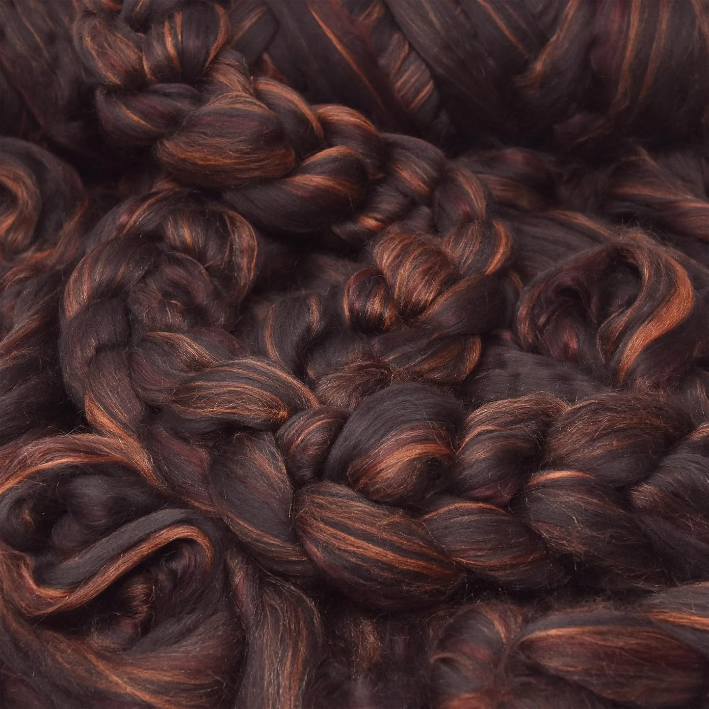 Merino Silk Luxe Tonal Designer Blend. Superfine Merino, Mulberry Silk, Tussah Silk. Top Roving for Spinning or Felting. Chestnut Velvet 4oz