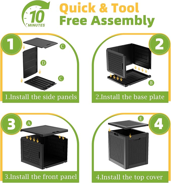30 Gallon Waterproof Resin Deck Box, UV Resistant Outdoor Storage for Garden, Patio, Porch, Delivery（Black，31 Gallon）
