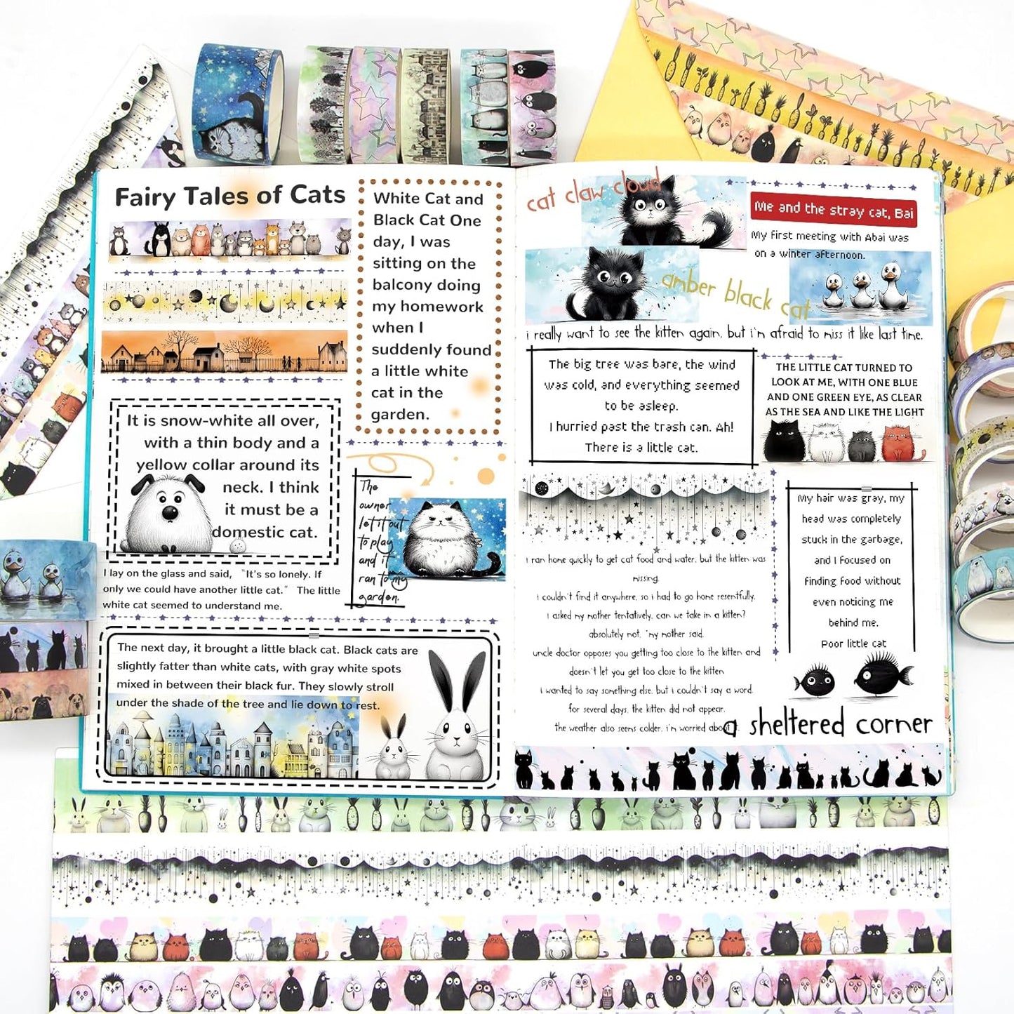 Cute Washi Tape Set - 24 Rolls Kawaii Animals Decorative Washi Tape for Scrapbooking Supplies, Bullet Journal Supplies, Junk Journal, Kids Art Craft Tape