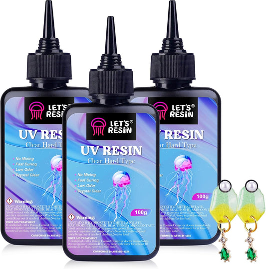 LET'S RESIN UV Resin, 300g Low Viscosity Crystal Clear Thin Resin Kit, Quick-Curing & Low Shrinkage Ultraviolet Epoxy Resin for Crafts, Casting, Silicone Molds