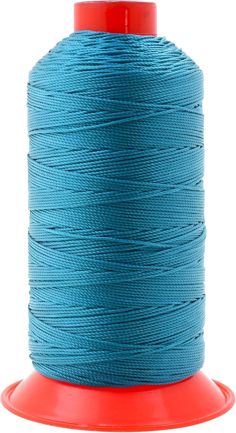 Mandala Crafts Tex 350 Bonded Nylon Thread for Sewing - 415 YDs T350 Heavy Duty Teal Nylon Thread Upholstery Thread for Leather Jeans Weaving, T350 #346 210D/15