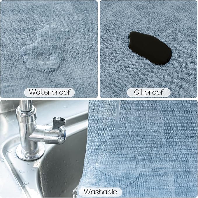 Romanstile Reversible Vinyl Placemats Set of 8, Faux Leather 100% Waterproof Oil-Proof Wipeable Place Mats, Heat Resistant Dual Sided Table Mats for Kitchen/Dining/Party (Grey Sky Blue, 12 x 17 Inch)