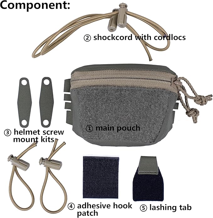 Tactical NVG Battery Pouch Helmet Mounted, Counter Weight Pouch GP Balance Retention for Fast MK1 PJ Airsoft Helmet