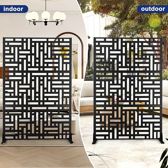 Outdoor Privacy Screen,72" H×47" W Metal Privacy Screen, Freestanding Privacy Fence Panels for Patio