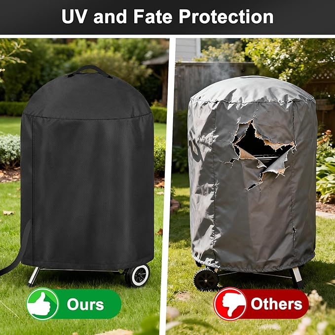 LBTING Grill Cover, 26-inch Heavy Duty 300D Oxford Waterproof Windproof UV Resistant BBQ Gas Grill Cover for Outdoor Barbecue Fit Most Brands Weber, Brinkmann, Char Broil, Holland