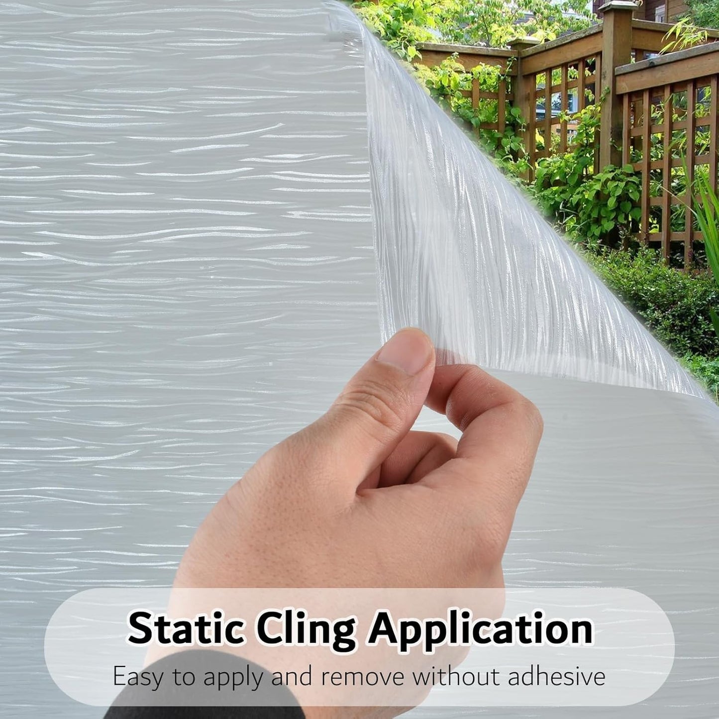 VELIMAX Frosted Window Privacy Film Non Adhesive Window Cling Removable Glass Covering Clear Water Opaque Window Film for Home Anti UV 35.4x118 inches