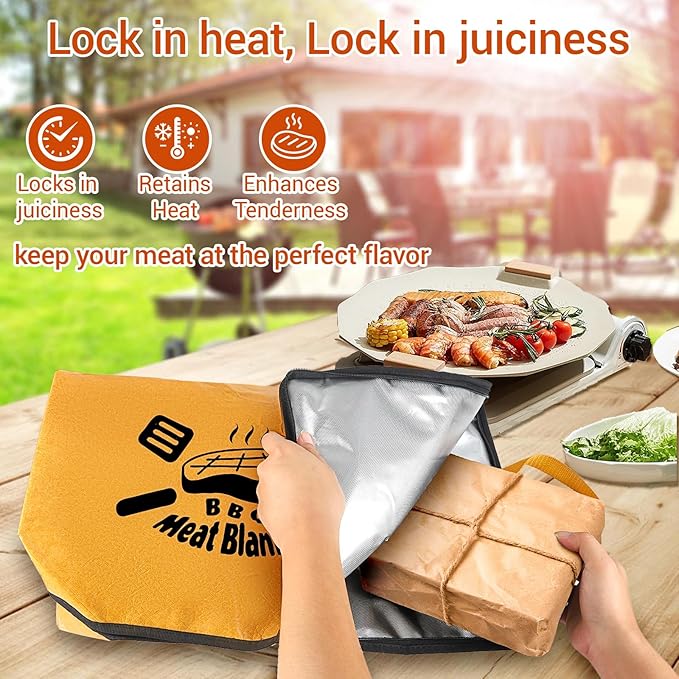 Ultimate Insulated Meat Vault | 21" Large BBQ Resting Blanket for Brisket, Pork, Turkey | 5-Layer Heat Retention Technology, Leak-Proof, Wide Mouth Design